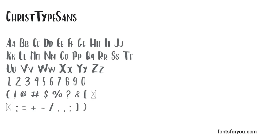 A fonte ChristTypeSans – alfabeto, números, caracteres especiais