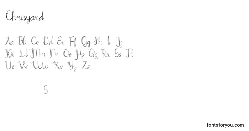 Schriftart Chrisyard – Alphabet, Zahlen, spezielle Symbole