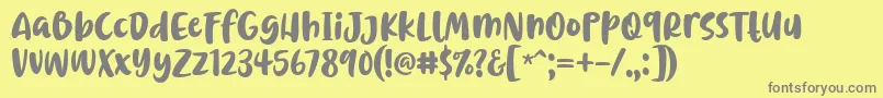 Fonte Chrisye Font by 7NTypes – fontes cinzas em um fundo amarelo