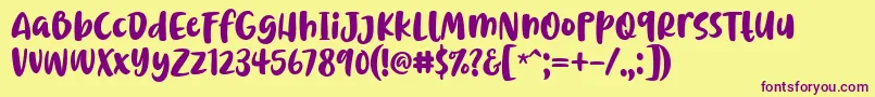 Czcionka Chrisye Font by 7NTypes – fioletowe czcionki na żółtym tle