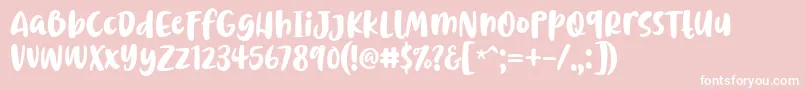 Weitere Informationen zur Chrisye Font by 7NTypes-Schriftart Chrisye Font by 7NTypes-Schriftart – Weiße Schriften auf rosa Hintergrund