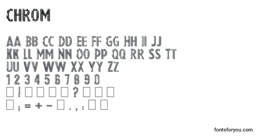 Schriftart Chrom – Alphabet, Zahlen, spezielle Symbole