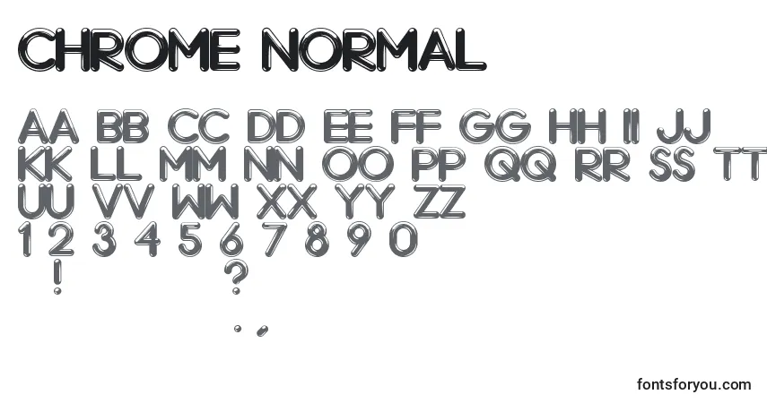 Police Chrome Normal - Alphabet, Chiffres, Caractères Spéciaux