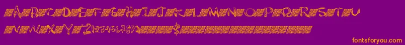 Chromest-Schriftart – Orangefarbene Schriften auf violettem Hintergrund