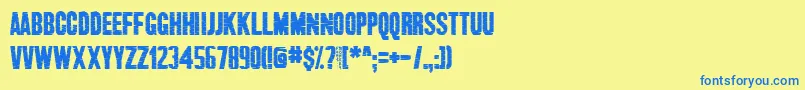 フォントChronicle – 青い文字が黄色の背景にあります。