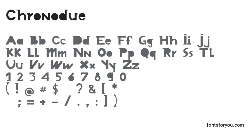 Czcionka Chronodue (123434) – alfabet, cyfry, specjalne znaki