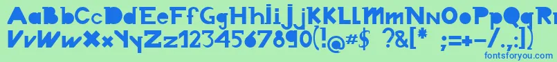 Chronodue Font – Blue Fonts on Green Background