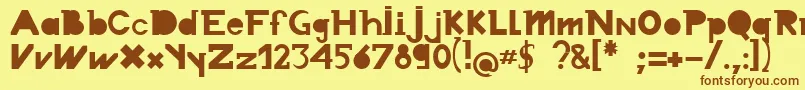 フォントChronodue – 茶色の文字が黄色の背景にあります。