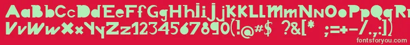 フォントChronodue – 赤い背景に緑の文字