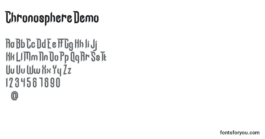 Schriftart Chronosphere Demo – Alphabet, Zahlen, spezielle Symbole