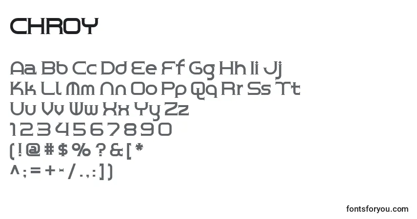 A fonte CHROY    (123436) – alfabeto, números, caracteres especiais