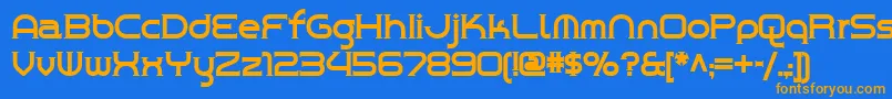 フォントCHROY    – オレンジ色の文字が青い背景にあります。