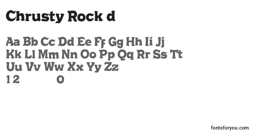 Schriftart Chrusty Rock d – Alphabet, Zahlen, spezielle Symbole