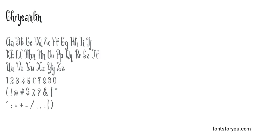 Schriftart Chrysantin – Alphabet, Zahlen, spezielle Symbole