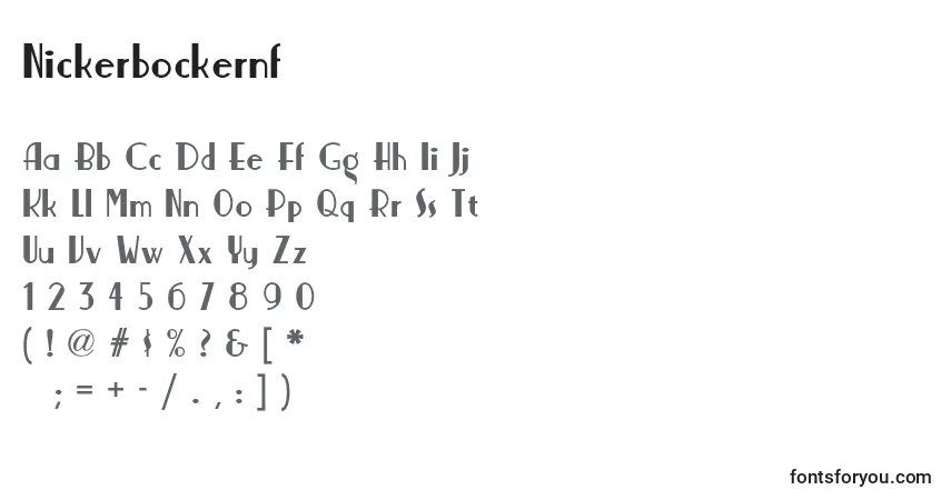 A fonte Nickerbockernf – alfabeto, números, caracteres especiais