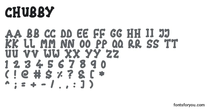Schriftart Chubby (123443) – Alphabet, Zahlen, spezielle Symbole