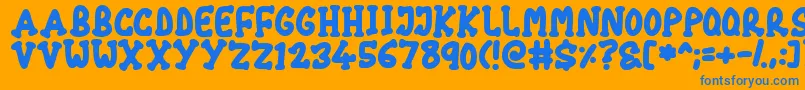 Chubby Font – Blue Fonts on Orange Background