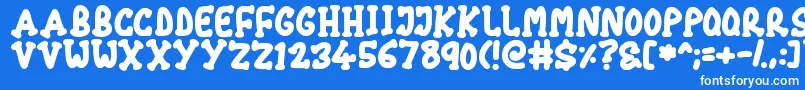 Chubby Font – White Fonts on Blue Background