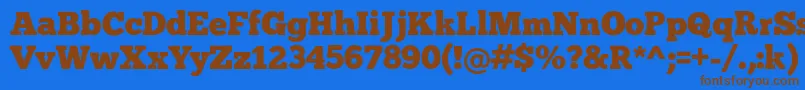 フォントChunk – 茶色の文字が青い背景にあります。