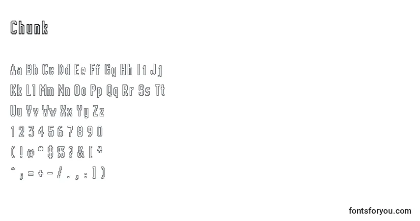 A fonte Chunk (123448) – alfabeto, números, caracteres especiais