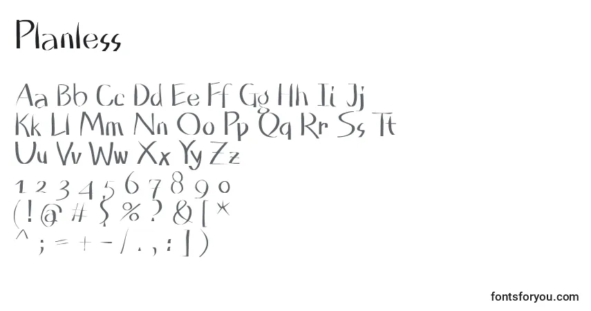 Schriftart Planless – Alphabet, Zahlen, spezielle Symbole