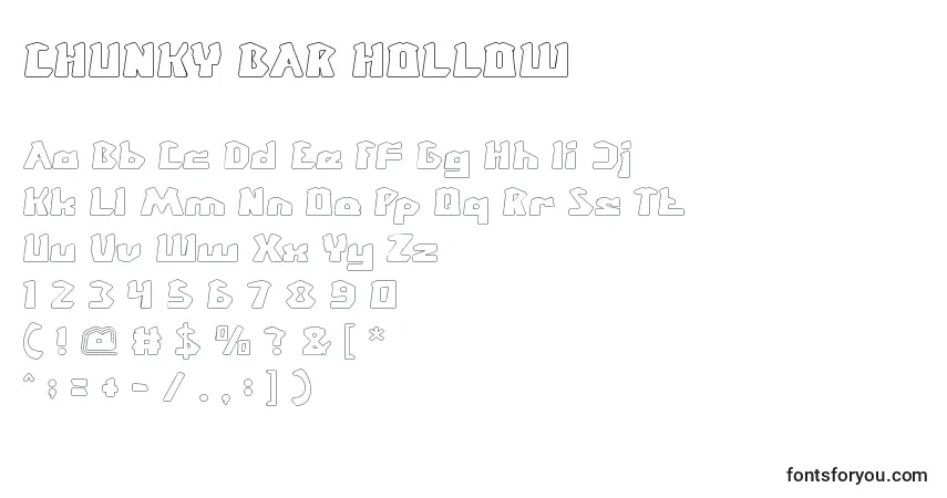 Шрифт CHUNKY BAR HOLLOW – алфавит, цифры, специальные символы