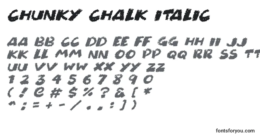 Шрифт Chunky Chalk Italic – алфавит, цифры, специальные символы