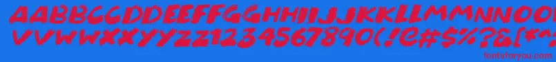 Czcionka Chunky Chalk Italic – czerwone czcionki na niebieskim tle