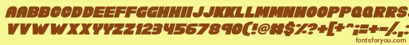 フォントChunky Funks Italic – 茶色の文字が黄色の背景にあります。