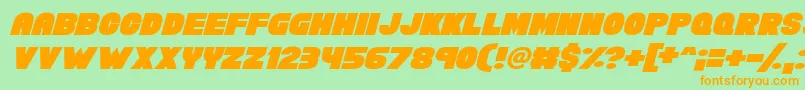 フォントChunky Funks Italic – オレンジの文字が緑の背景にあります。