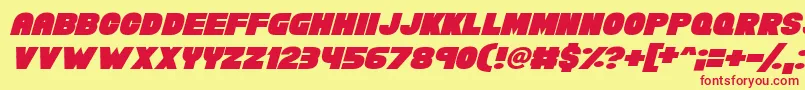 Chunky Funks Italic-fontti – punaiset fontit keltaisella taustalla