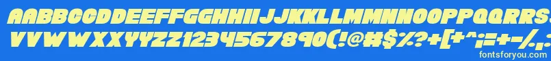 Chunky Funks Italic Font – Yellow Fonts on Blue Background