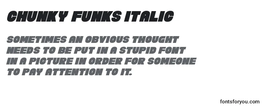 Revisão da fonte Chunky Funks Italic