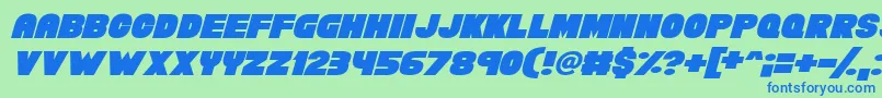 フォントChunky Funks Italic – 青い文字は緑の背景です。