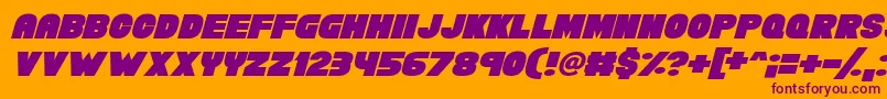 Chunky Funks Italic-fontti – violetit fontit oranssilla taustalla