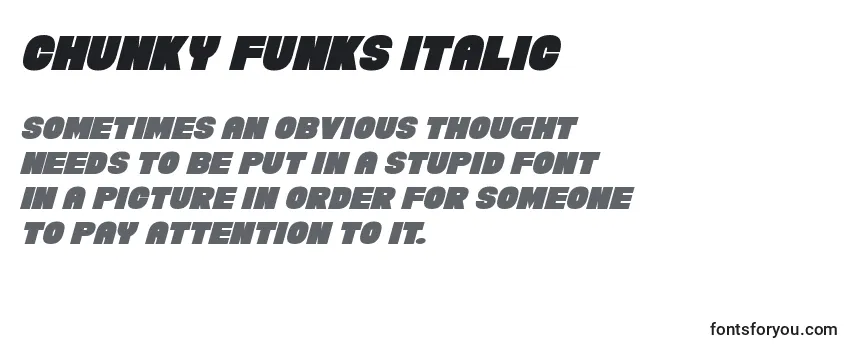 Reseña de la fuente Chunky Funks Italic (123458)