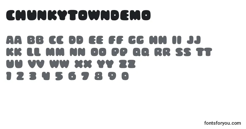 Шрифт ChunkyTownDemo – алфавит, цифры, специальные символы