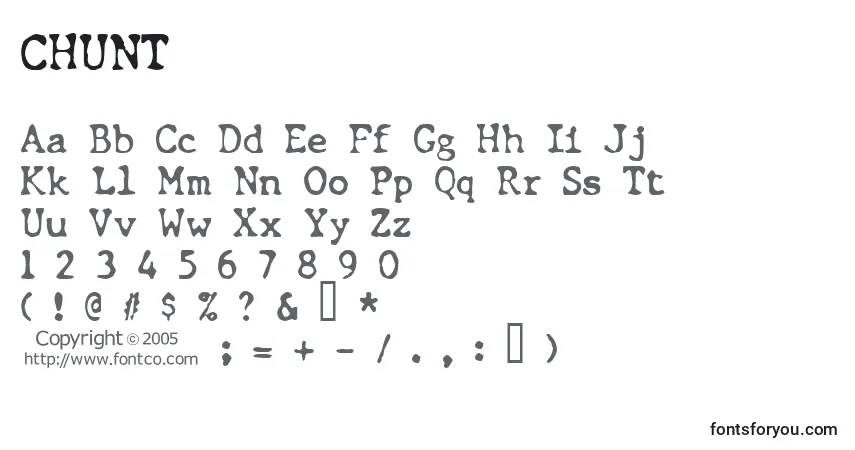 Schriftart CHUNT    (123463) – Alphabet, Zahlen, spezielle Symbole