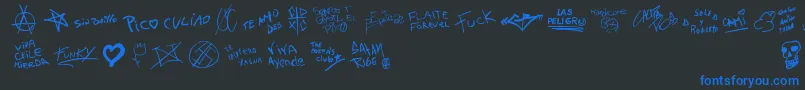 chupalo-Schriftart – Blaue Schriften auf schwarzem Hintergrund