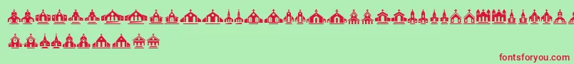 Churches Font – Red Fonts on Green Background