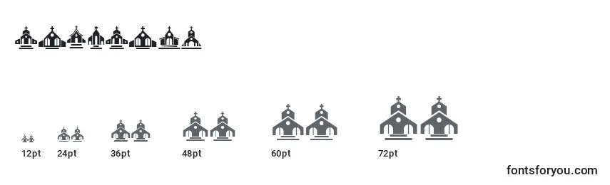 Größen der Schriftart Churches