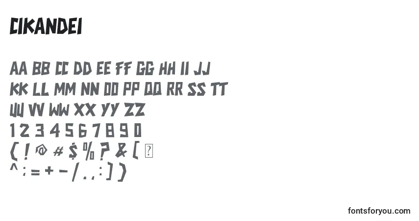 Schriftart CIKANDEI – Alphabet, Zahlen, spezielle Symbole