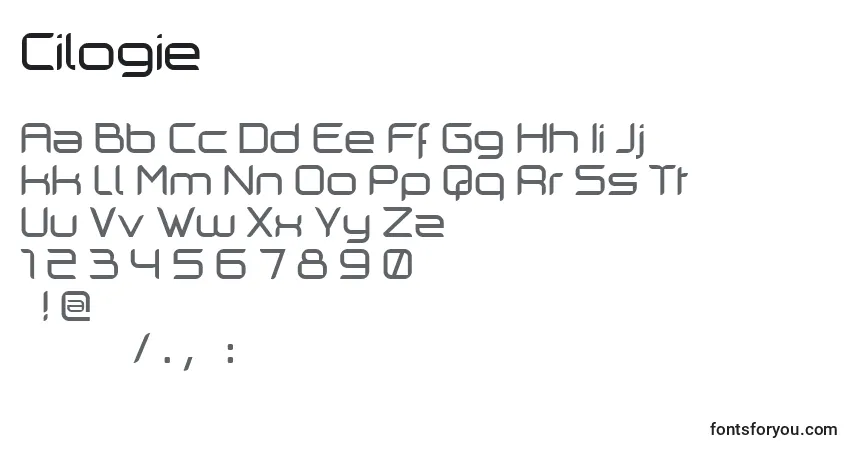 Шрифт Cilogie – алфавит, цифры, специальные символы