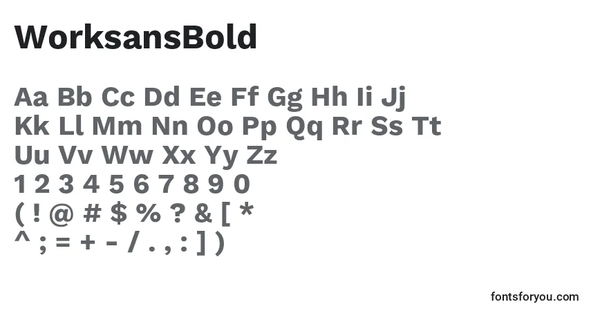 Шрифт WorksansBold – алфавит, цифры, специальные символы