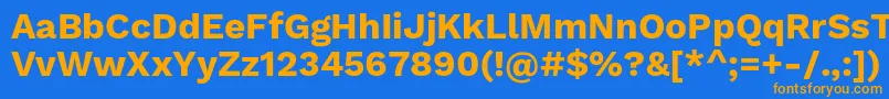 フォントWorksansBold – オレンジ色の文字が青い背景にあります。