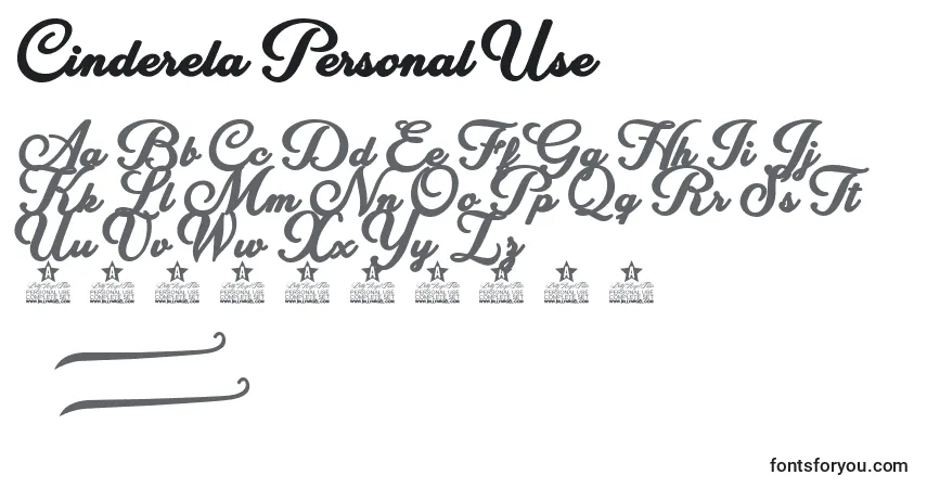 Cinderela Personal Use-fontti – aakkoset, numerot, erikoismerkit