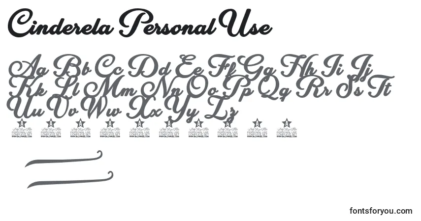 Schriftart Cinderela Personal Use – Alphabet, Zahlen, spezielle Symbole