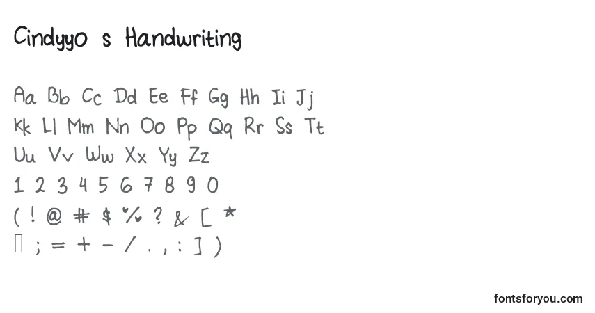 Cindyyo s Handwriting-fontti – aakkoset, numerot, erikoismerkit