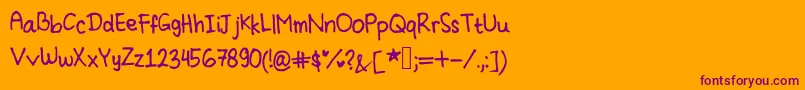 Cindyyo s Handwriting Font – Purple Fonts on Orange Background