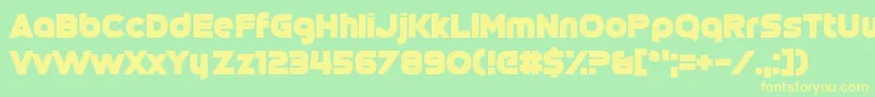 フォントCinqcent – 黄色の文字が緑の背景にあります